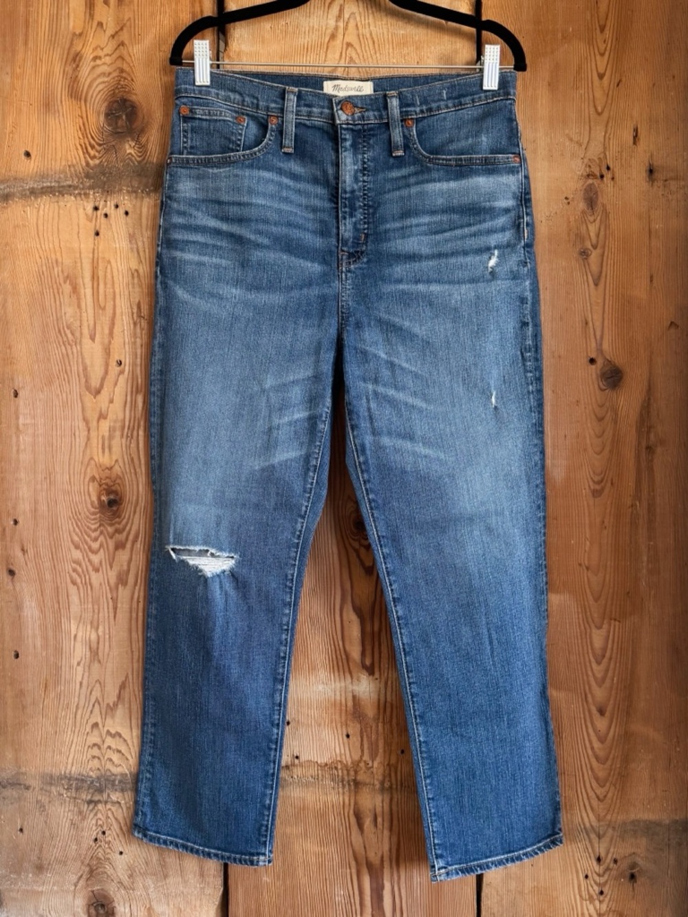 Sz 29 Madewell Classic Cropped Straight Leg   Medium Wash Jeans In Hamstead EUC